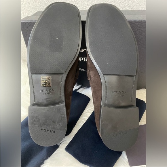 PRADA Men's Mocassini Triangle Logo Suede Loafers - Picture 5 of 6